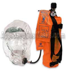 Emergency escape hood gas mask with supplied air EEBA