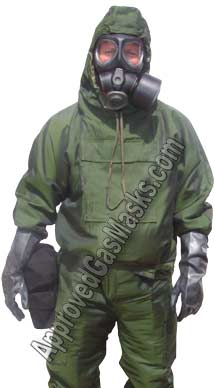 Protective Kit comes with SGE400 gas mask, suit, boots, gloves, mask bag, duffle bag, potassium iodide and more