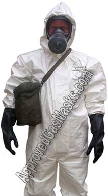 Protective Kit comes with M95 gas mask, suit, boots, gloves, mask bag, duffle bag, potassium iodide and more