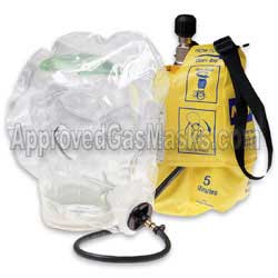 Emergency escape hood gas mask with supplied air