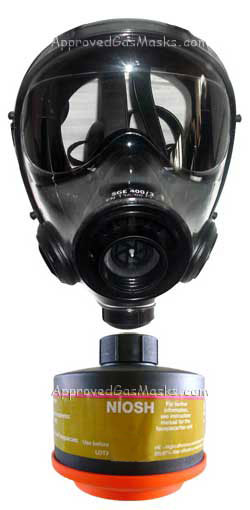 SGE 400/3 NBC Gas Mask is NIOSH approved with an DP filter for NBC CBA RCA hazards
