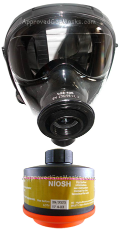 The SGE 400 gas mask and Drager NBC filter are the state-of-the-art in mask technology